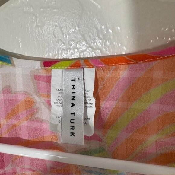 Trina Turk Kimono Womens L XL Multicolor Sheer Floral Beach Cover Up Boho - Picture 4 of 8